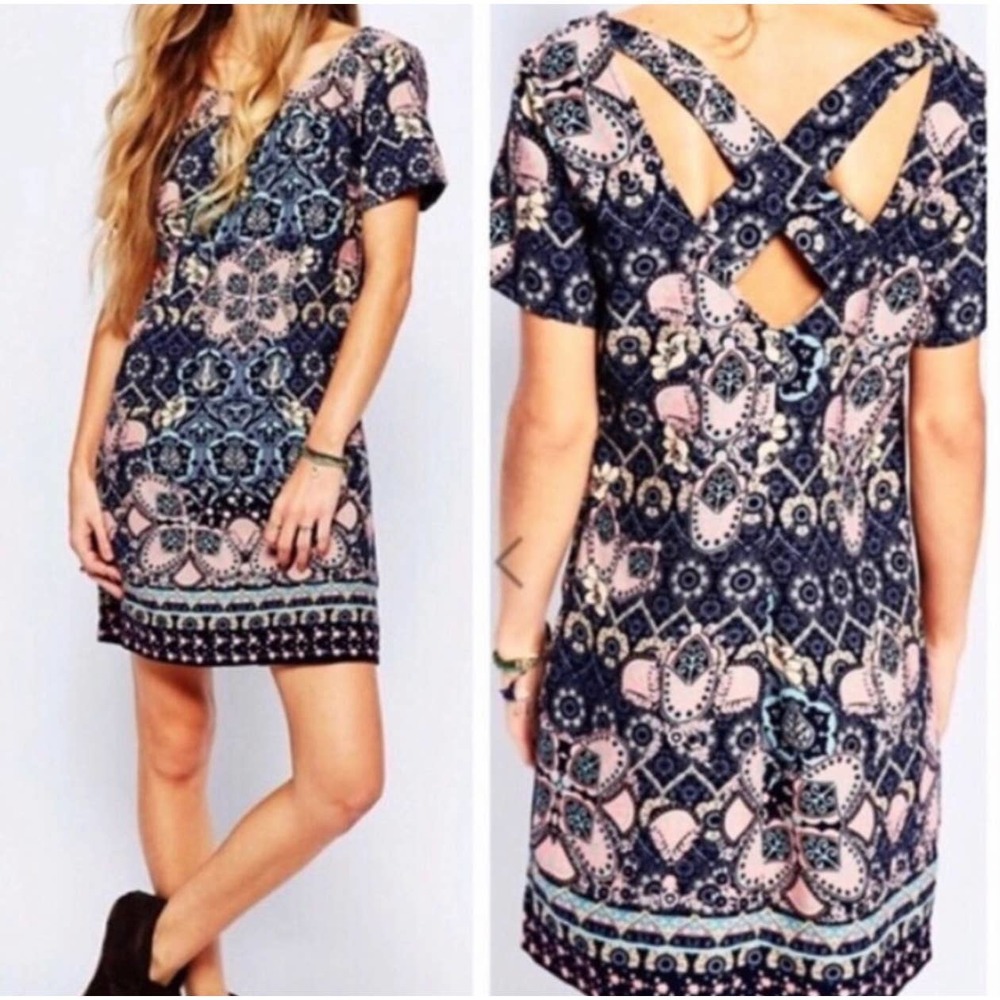 Hollister Tribal Printed Cross Back A Line Dress